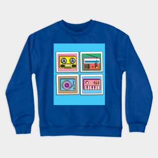 Old Colorful Stylish Retro Music Radios Crewneck Sweatshirt